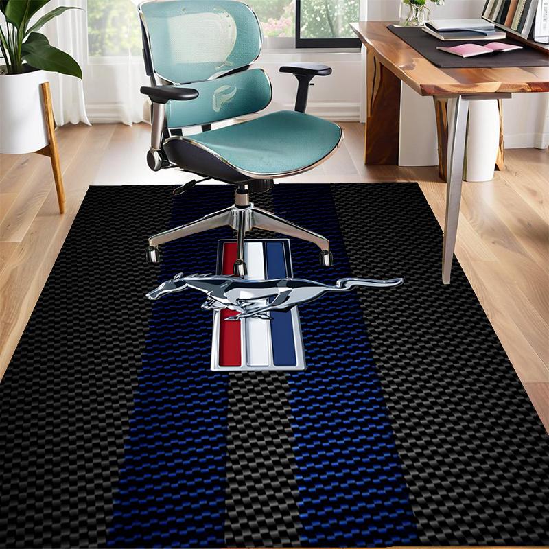 Mustang Polyester Tapijt, Zachte Binnenvloermat voor Kantoorstoel, Woonkamer, Bureau - Decoratief Huiswerkplek Tapijt Ontwerp