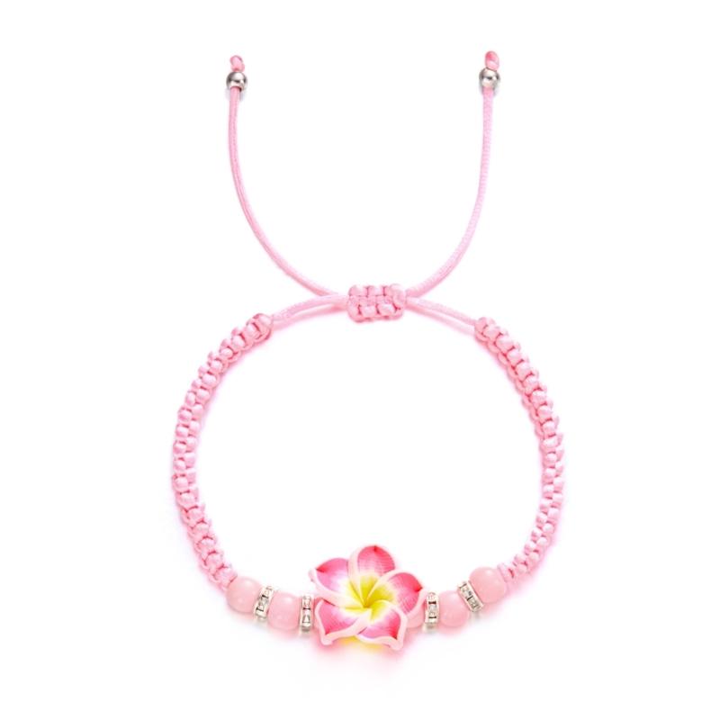 Hawaiian Style Flower Bracelet Handmade Beach Jewelry Adjustable Braided Rope Wristchain Stylish Bohemian Wrist Jewelry