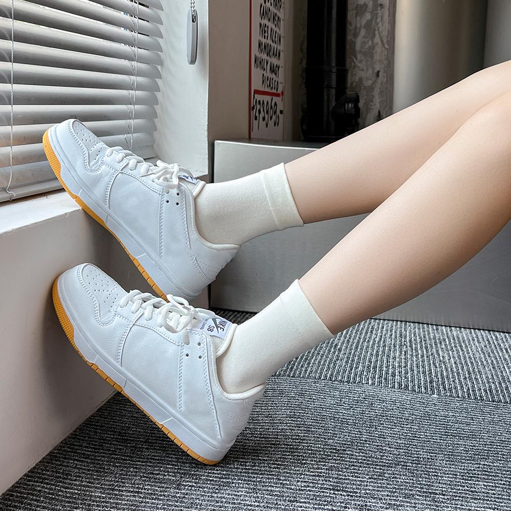 Women's Long Tube Socks Autumn and Winter Simple Solid Colors Pile Socks Ins Trendy Cotton Flat Mouth Middle Tube Socks