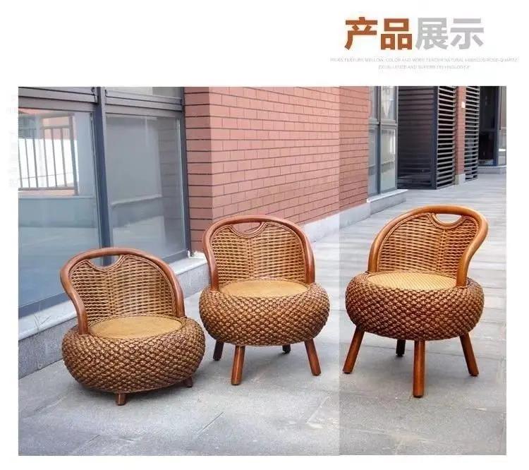 Japanese Style Handmade Rattan Backrest Chair Living Room Balcony Leisure Chair Home Homestay Bench Wooden Stool 50cm