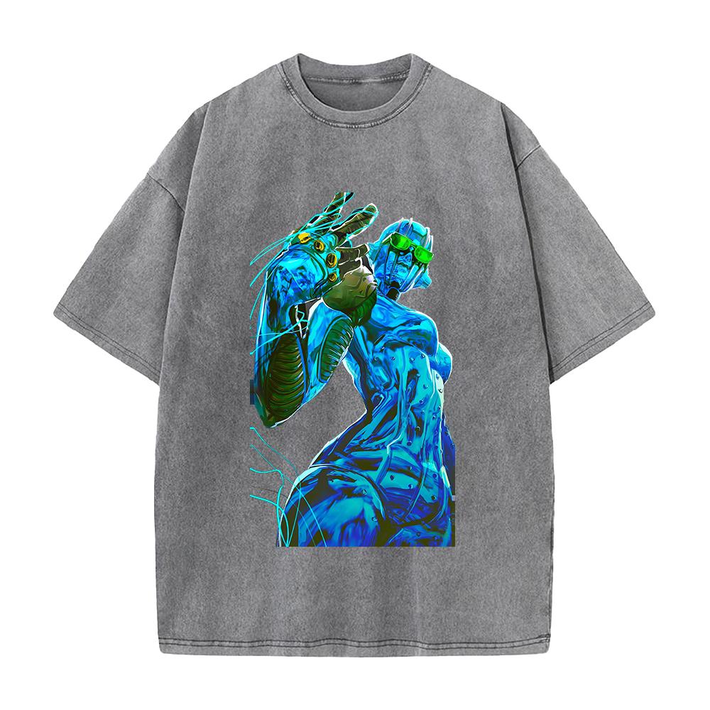 Stone Free Jolyne Printed Tee Anime JoJos Bizarre Adventure Clothing Men Women Retro Washed Tshirts Harajuku Cotton T Shirt