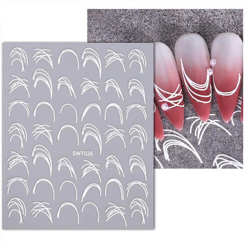 

Модные французские 3D упрощенные линии для дизайна ногтей наклейки нерегулярные линии пресс на ногтях наклейки маникюр украшения своими руками
