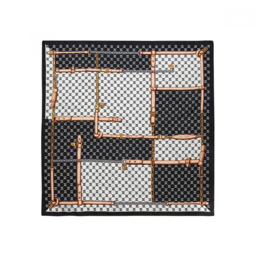 Daks Square Silk Scarf Black Dd Pattern Dcsc3e021