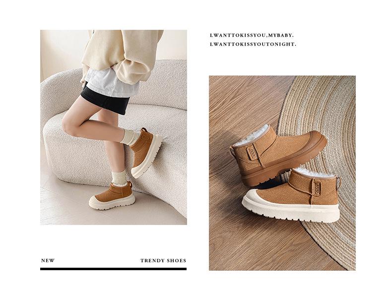 Men's Winter Snow Boots – Real Leather, Fur Lined, Non-Slip, Wool, Short, Thick Velvet, Cold-Proof, Warm.