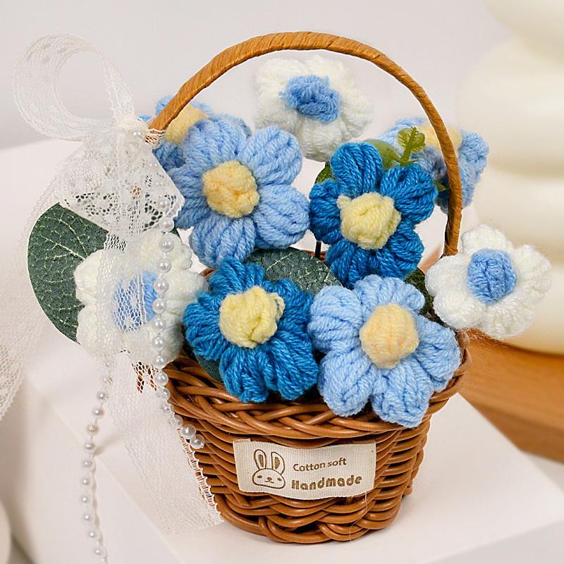 §1PC Handmade Crochet Flower Bouquets, Knitted Flower Bouquet For Christmas, Home Decor, Birthday Gift For Woman Wife Mom