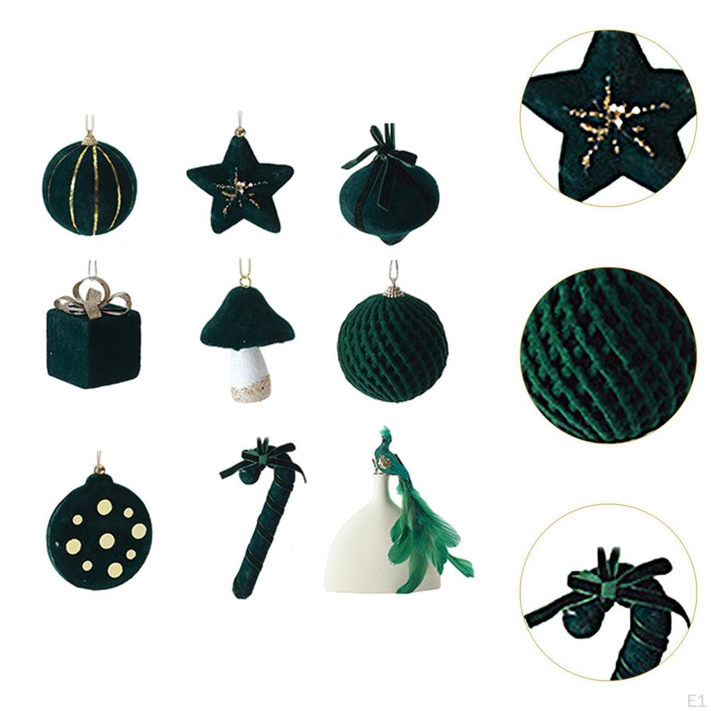 9 Pieces Christmas Balls Ornaments Xmas Tree Decoration DIY Charm Pendants for Outdoor Backyard