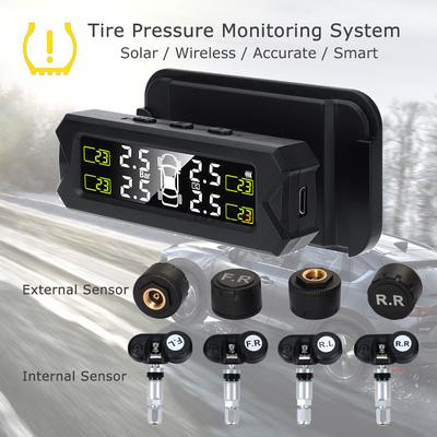 Systém monitorování tlaku v pneumatikách Varování před teplotou Auto TPMS Solar Power Auto Security Alarm