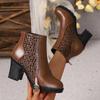 Fashion Women's New Ankle Boots 2025 Autumn Thick High-heeled Short Boots Back Zipper Splicing Plus Size Fashion Short Botines Mujer