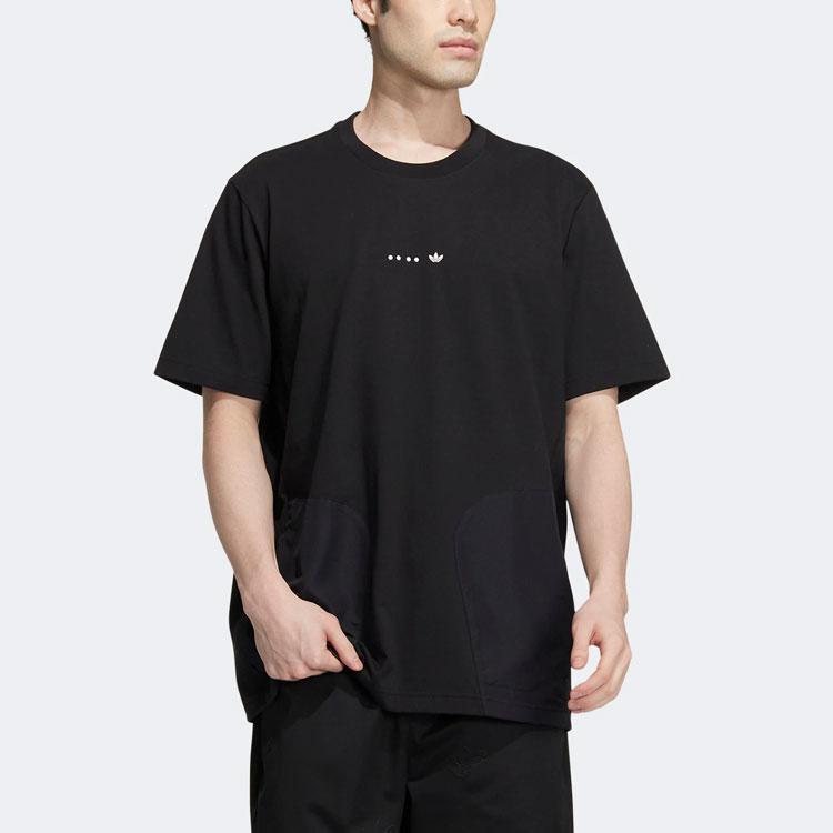 Adidas Originals Trefoil Logo Print Solid Color Round Neck Sports Short Sleeve T-shirt Men Tops Black HS2024