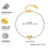 Luxurious Heart Zircon Chain Bracelet for Women,Gold Color Stainless Steel Link Chain Bracelets,Fashion Jewelry Gift