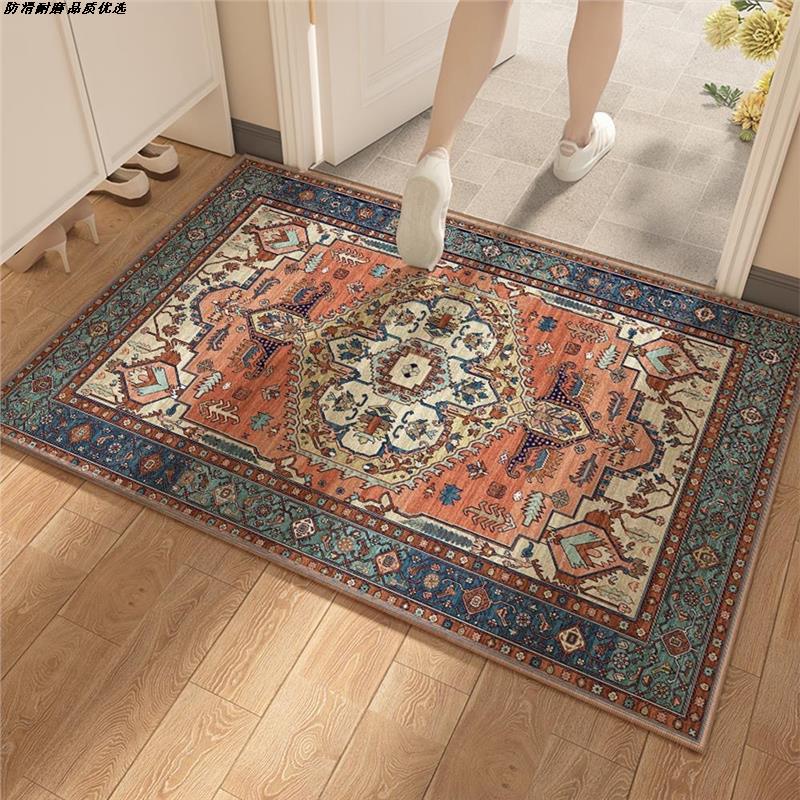 American Retro Floor Mat Crystal Velvet Bathroom Entry Floor Mat Doorway Water Absorbing Anti-Slip Carpet Home Decoration