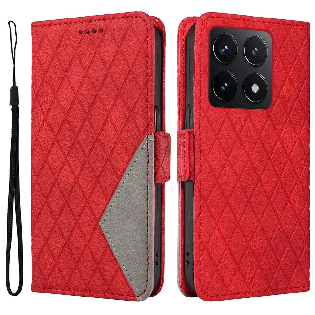 For Xiaomi 14T Case Rhombus PU Leather Flip Wallet Phone Cover