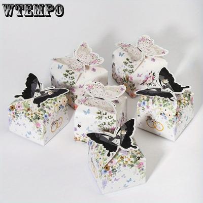 50 sztuk Pudełka na upominki w kształcie motyla Papierowe pudełka na prezenty Składane pudełka na upominki imprezowe Pudełko do pakowania prezentów na Baby Shower Pudełko na słodycze Motyl Impreza Ślub Urodziny