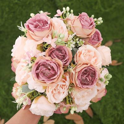 Peonies Artificial Flowers Home Christmas Decor Accessories 7 Heads Silk Peony Wedding Decorations Bride Bouquet Rose Fake Plant