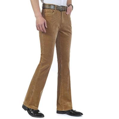 Men's Casual Pants Corduroy Bell-Bottom Trousers Korean Style Stretch Boot Cut Trousers