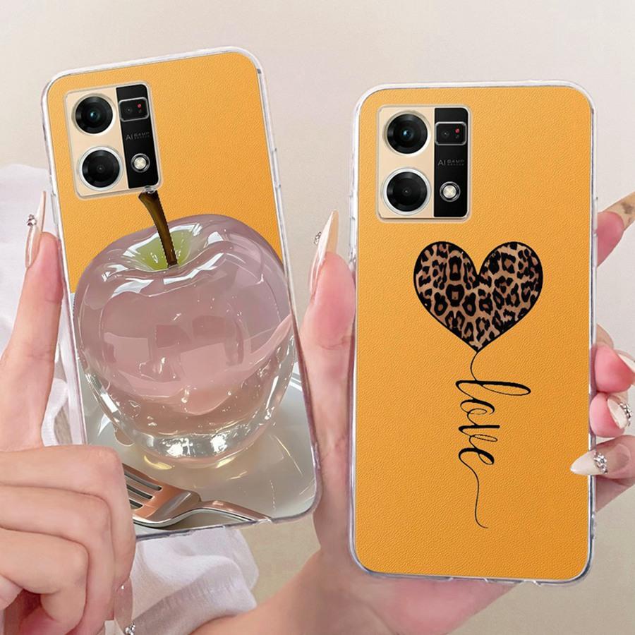 For OPPO Reno7 4G CPH2363 Case Soft TPU Protective Bow flower Phone Case For OPPO F21 Pro 4G transparent Reno 7 Cover Coque
