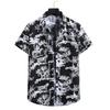 Men's Cardigan Short Sleeve Hawaiian Beach Flower Shirt Men's Turtleneck Shirt