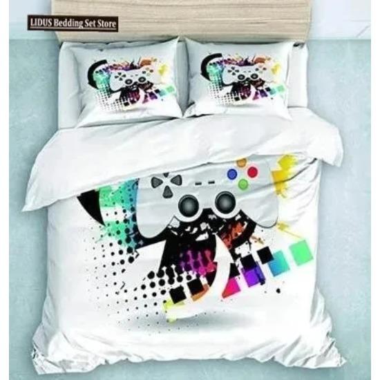 Gamepad Comforter Cover Gamer Bedding Set Teens Video Game Duvet Cover for Youth Kids Boys Modern Game Controller Bedspread