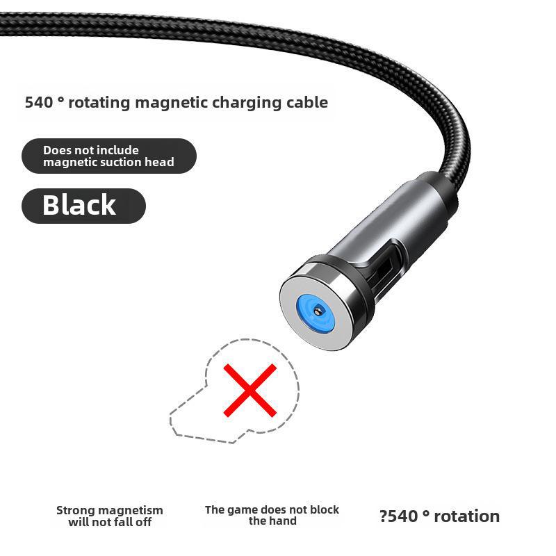 Magnetic 3-in-1 Rotating Type-C Charging and Data Cable with Elbow and Straight Bend