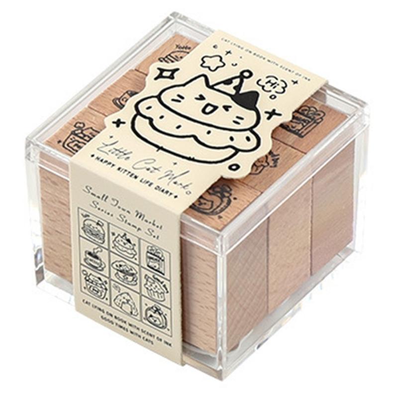 

Cartoon Wood Rubber Stamp Lovely Cats Stamp Decorative Stamp Animal Stamp for Card Making