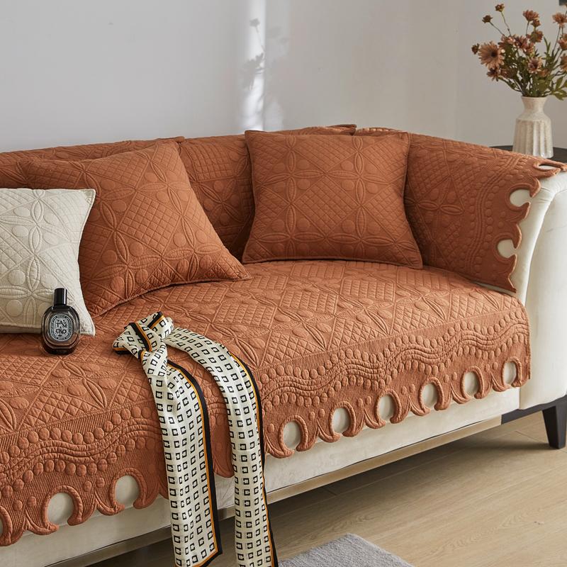 New Light Luxury Style Sofa Cushion, Pure Cotton, Four Seasons Universal Anti Slip Seat Cushion, Three Seats, One Noble Consort Cover, Cover Cloth