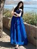 Erhai Blue Resort Backless Spaghetti Strap Long Dress