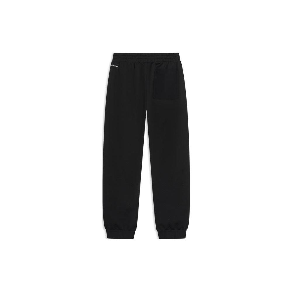 Li Ning Sports Basketball Series Solid Color Logo Embroidered Cuffed Loose Knit Sweatpants Men bottoms Black AKLT071-2