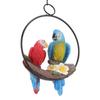 Garden Iron Ring Parrot Pendant Resin Bird Model Crafts Courtyard Balcony Decorations Small Red Blue Macaw