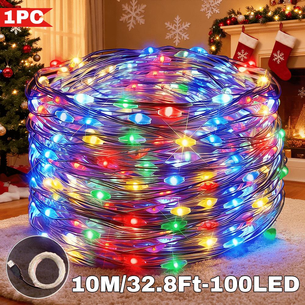 10M LED Fairy Light String USB Powered Flexible Copper Wire Colorful Lamp 10m 100 leds