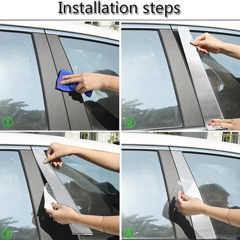 6pcs/set Pillar Posts Trim Cover Stickers Car Exterior Window B-Pillar Decoration Vinyl For Mercedes Benz A Class W176 5-Door Hatchback 2013-2018
