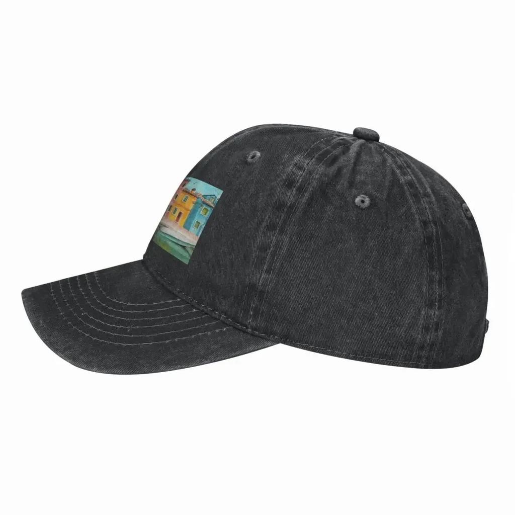 Watercolor Burano quarter in Venice Baseball Cap summer hat Fishing cap Vintage Women's Hats Men's