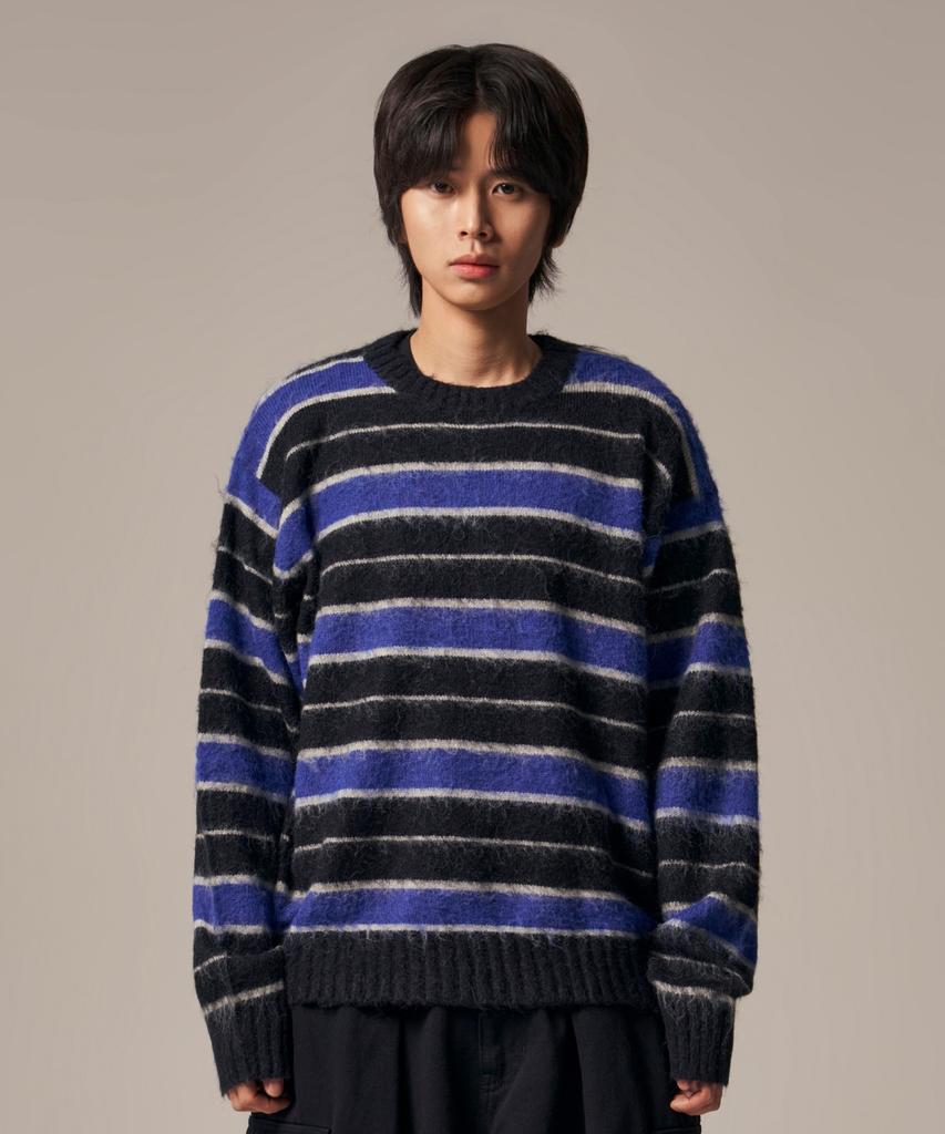 IDWS Vector Stripe Mohair Knit Black