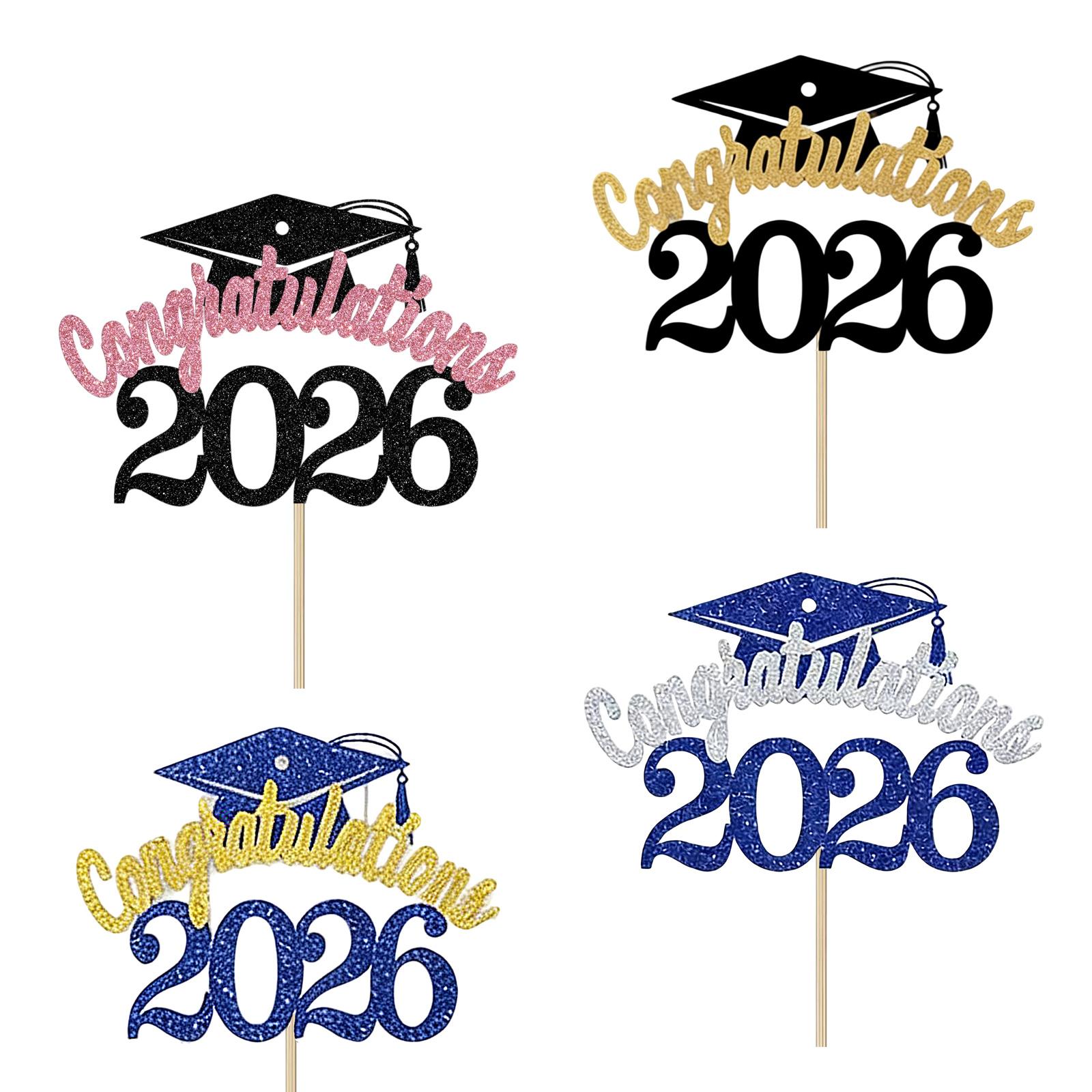 

Принадлежности для выпускного 2026 года 4 шт. Топперы для торта Из бумажных материалов Дизайн Бумага Вставки для выпускного торта