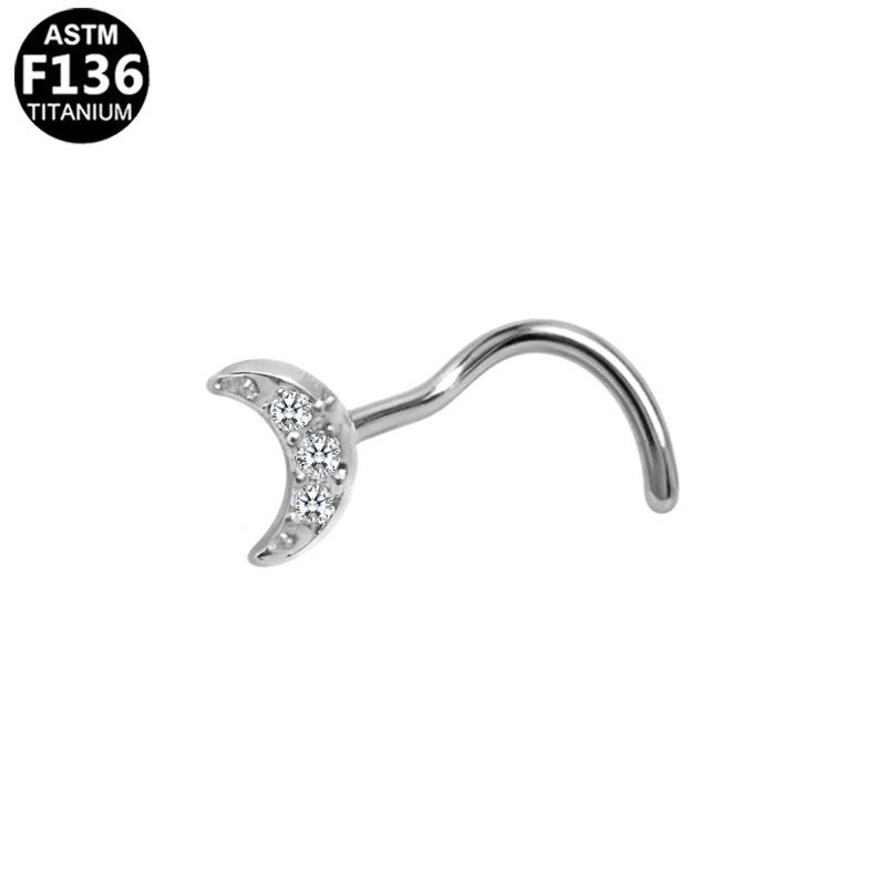 Gaibei Titanium Alloy Moon Butterfly Zirconium Nose Stud Piercing Jewelry