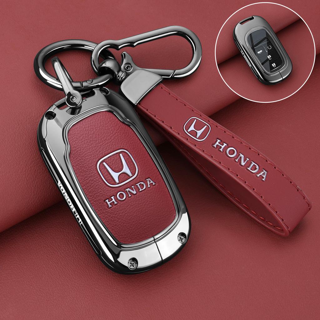 Leather Zinc Alloy Car Remote Key Case Cover For Honda Civic 11th Gen Accord Vezel Freed Pilot CRV 2021 2022 Protector Accessory