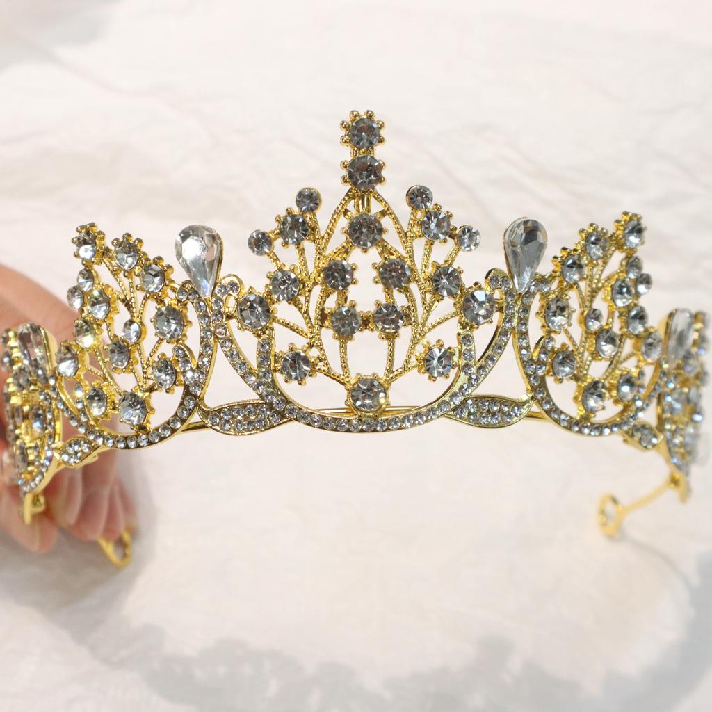 Bride's Crown Headwear Princess Rhinestone Headband Model Catwalk Performance Crown Girl's Birthday Dress Updo Accessory