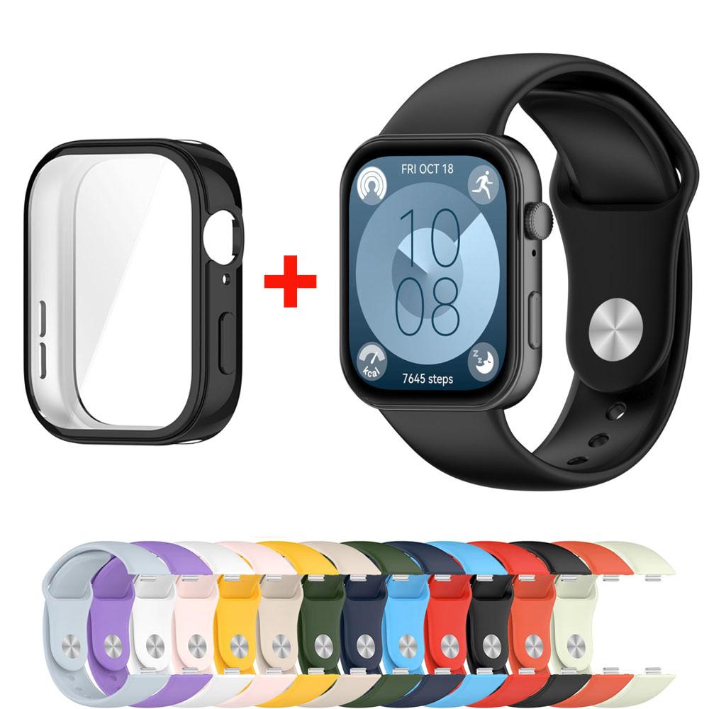 Armband+Gehäuse Für Huawei Watch Fit 3 Armband Smartwatch Zubehör Ersatz Correa Gürtel Sport Silikon Armband Huawei Watch fit3
