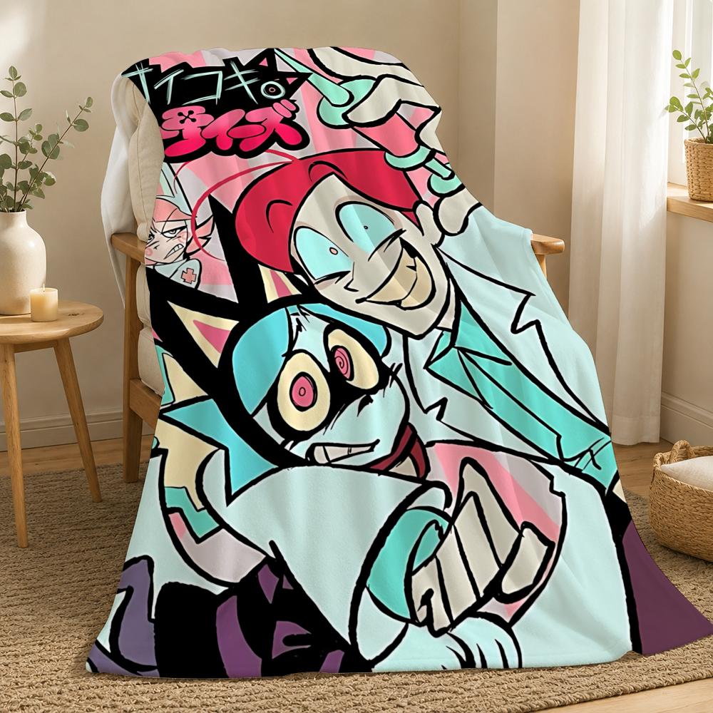 Psychocuties Mimi Character Throw 240g flannel blanket, suitable for sofas, beds, offices, exquisite gift blankets 75X95CM