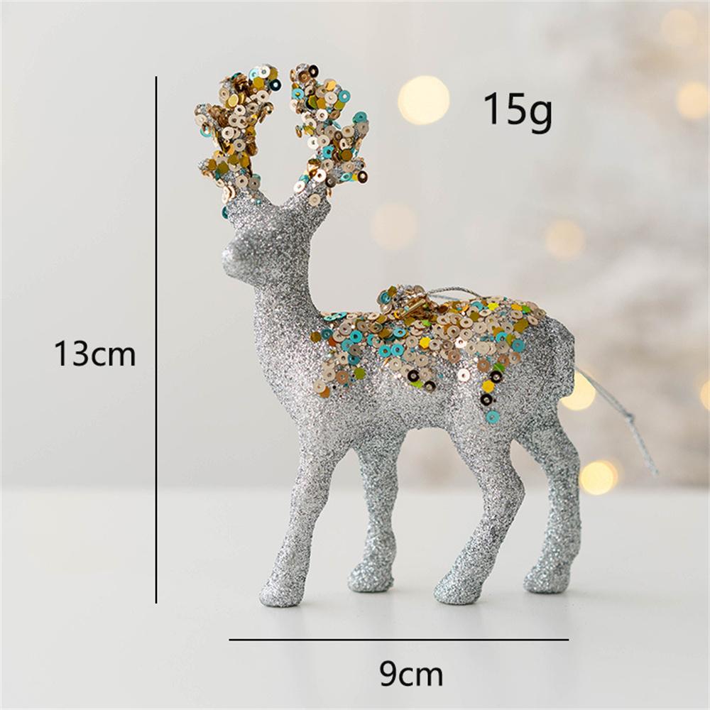 Christmas Decoration 2025 Flash Flocked Elk Pendant Christmas Tree Home New Year Hanging Decors Luxury Red Glod Glitter Deer