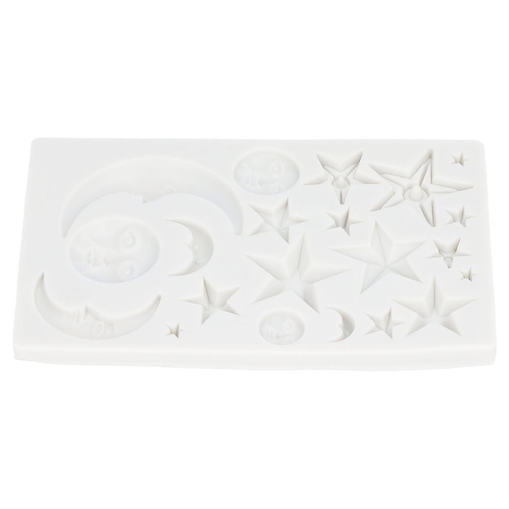 Silicone Fondant Mold Star Moon Face Nonstick Food Grade Silicone Reusable Heat Resistant Odorless Chocolate Molds