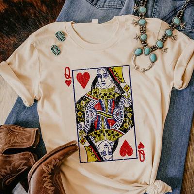 T-shirty z kartami do gry damskie streetwear t-shirty damskie komiksowe