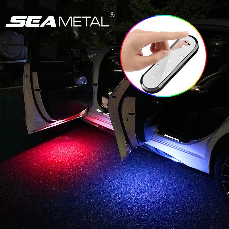 

SEAMETAL 1 шт. светодиодный светильник для двери автомобиля, салон автомобиля, USB перезаряжаемый беспроводной магнитный переключатель, ночник, светодиодный сигнал двери автомобиля, приветственные огни
