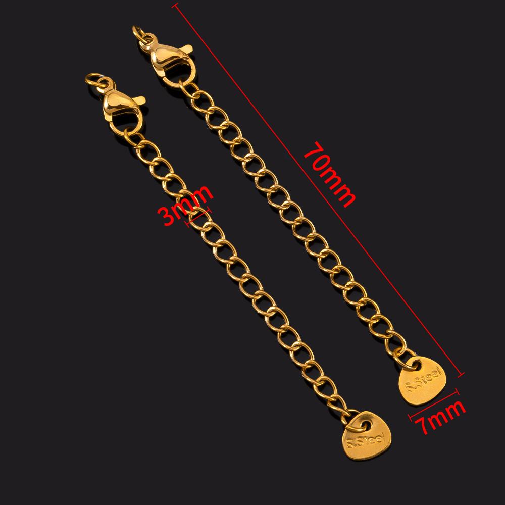 5pcs Extension Tail Chain with Lobster Clasps Stainless Steels Extended Chain for DIY Bracelet Necklace Connector Jewelry Making