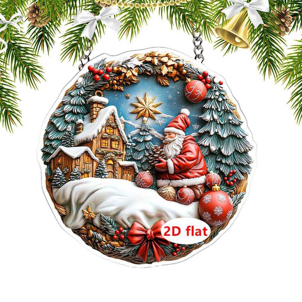 Christmas Decorations Indoor Hangable Festive Ornaments For Christmas Tree Pendants 2D Acrylic Santa Claus For Indoor Outdoor