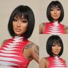 Purple Pink Ombre Black Short Straight Synthetic Wigs with Bangs Bob Wig for Women Daily Cosplay Party Heat Resistant Fake Hairs