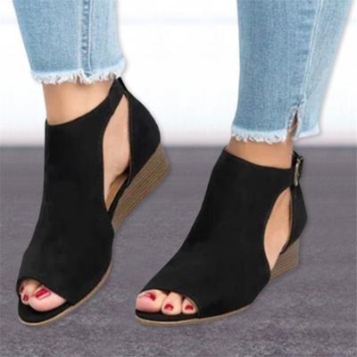 Fashion Women Shoes 2025 Wedge Buckles Fish Mouth Sandals Gladiator Women Sandals Mid-heeled Shoes Ladies Fashion Summer Shoes 35-43