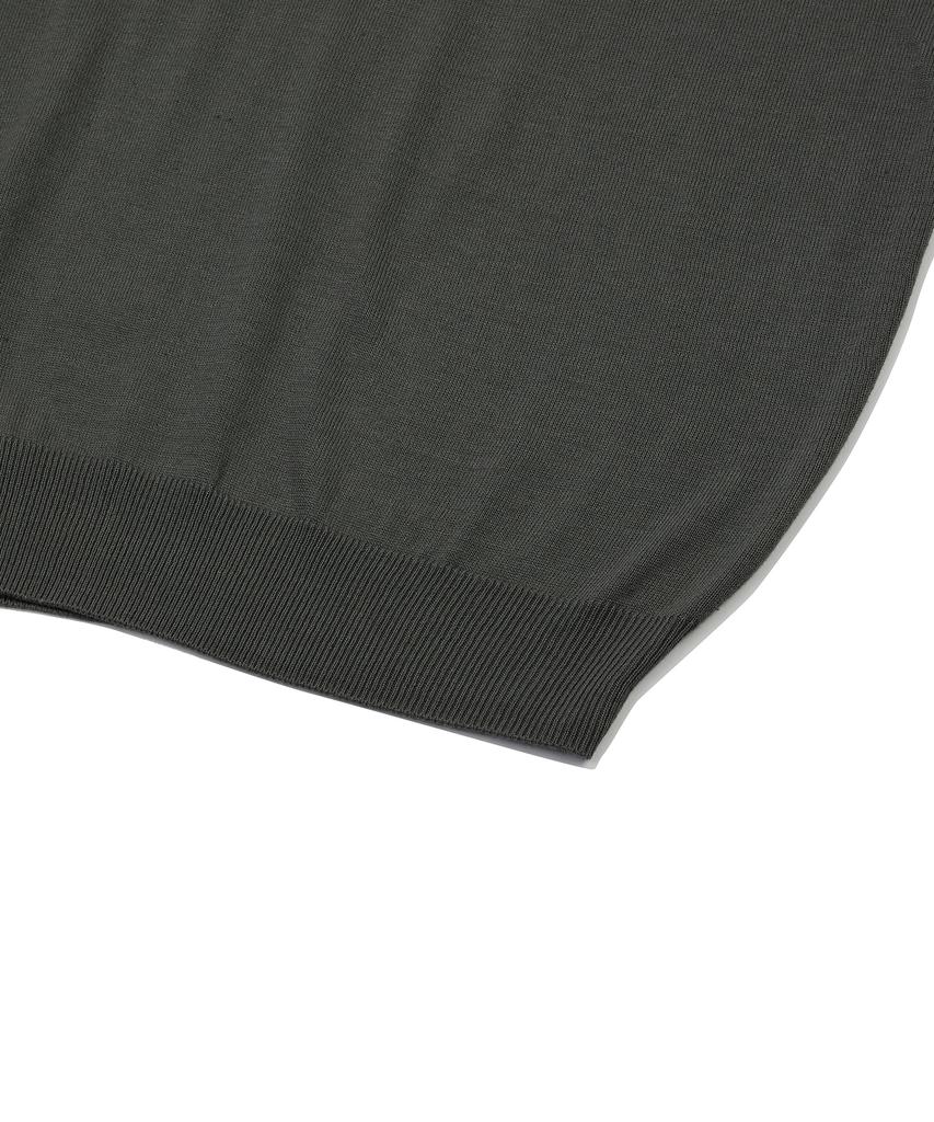 GNOK Layered Round Short Sleeve Knit [Charcoal]