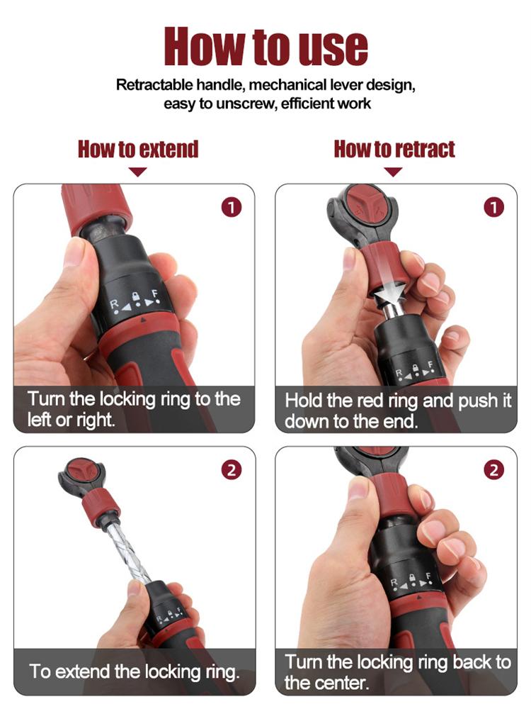 Drive Ratchet Wrench Steel 72 Tooth Ratchet Flexible Head Wrench with Quick Release Reversible Switches Wrench Hand Tool