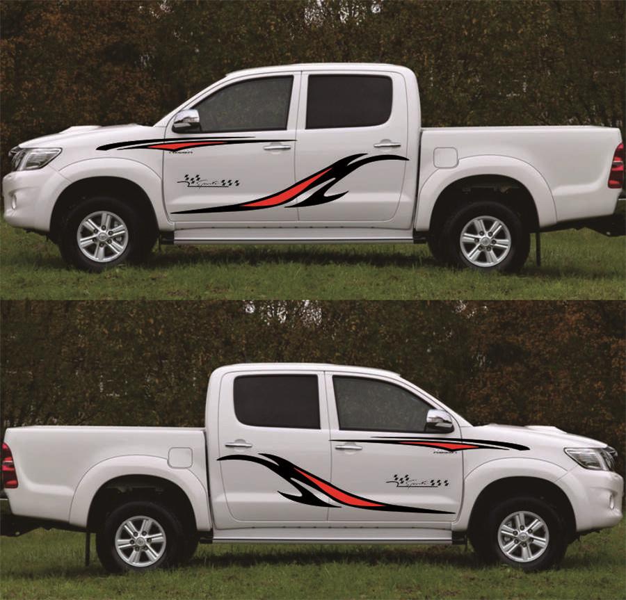 Black & Red Stripe Decals Car SUV Side Body Decoration Graphic Vinyl Sticker Kit