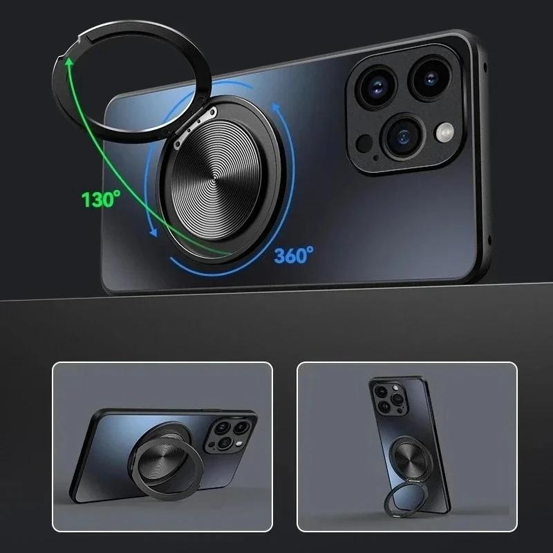 AG Matte Magnetic Case for OPPO Reno 14 Pro 14F 360° Rotating Ring Holder Wireless Charging Hard Cover for OPPO Reno 14 F